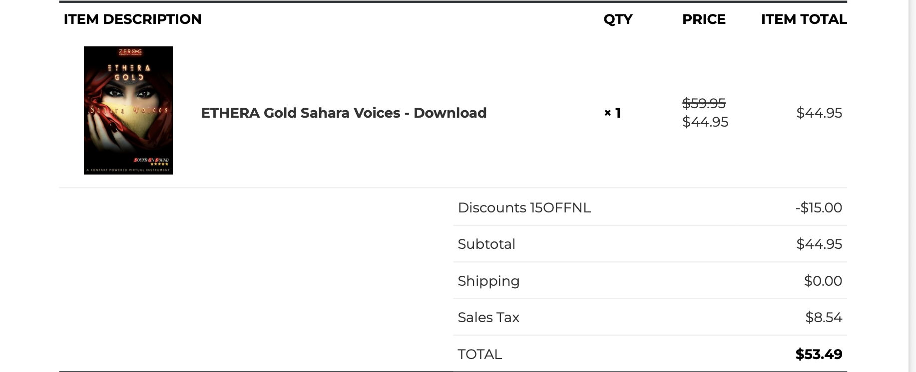 Zero-g ETHERA Gold Sahara Voices
